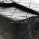 CHANEL Matelasse 25 Chain Shoulder Bag Lamb Skin Black Silver CC Auth 184284V-11