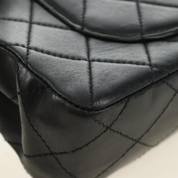 CHANEL Matelasse 25 Chain Shoulder Bag Lamb Skin Black Silver CC Auth 184284V