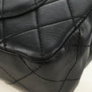 CHANEL Matelasse 25 Chain Shoulder Bag Lamb Skin Black Silver CC Auth 184284V-13
