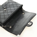 CHANEL Matelasse 25 Chain Shoulder Bag Lamb Skin Black Silver CC Auth 184284V-15