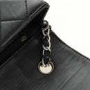 CHANEL Matelasse 25 Chain Shoulder Bag Lamb Skin Black Silver CC Auth 184284V-17