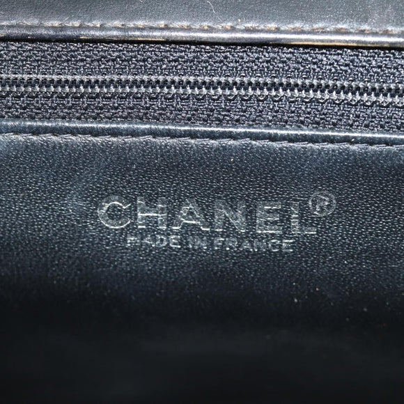 CHANEL Matelasse 25 Chain Shoulder Bag Lamb Skin Black Silver CC Auth 184284V