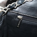 CHANEL Matelasse 25 Chain Shoulder Bag Lamb Skin Black Silver CC Auth 184284V-22