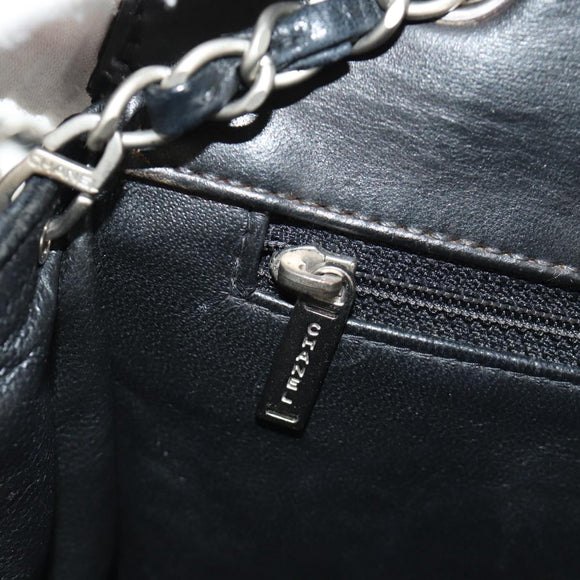 CHANEL Matelasse 25 Chain Shoulder Bag Lamb Skin Black Silver CC Auth 184284V