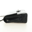 CHANEL Matelasse 25 Chain Shoulder Bag Lamb Skin Black Silver CC Auth 184284V-4