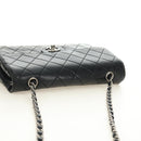CHANEL Matelasse 25 Chain Shoulder Bag Lamb Skin Black Silver CC Auth 184284V-6
