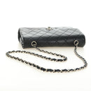 CHANEL Matelasse 25 Chain Shoulder Bag Lamb Skin Black Silver CC Auth 184284V-7