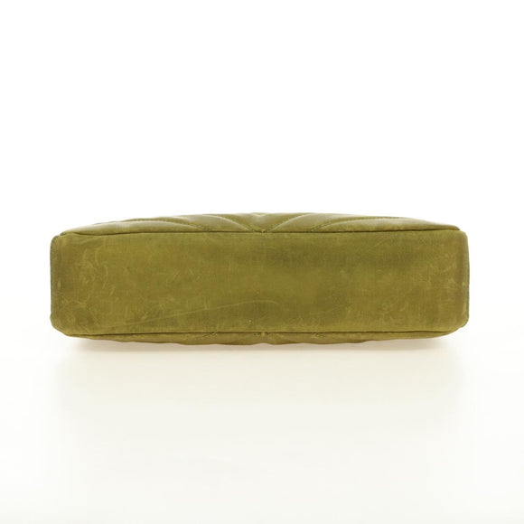 CHANEL Chain V Stitch Shoulder Bag Canvas Green Gold CC Auth 184285SM