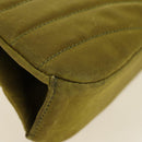 CHANEL Chain V Stitch Shoulder Bag Canvas Green Gold CC Auth 184285SM-12