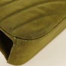 CHANEL Chain V Stitch Shoulder Bag Canvas Green Gold CC Auth 184285SM-14