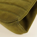 CHANEL Chain V Stitch Shoulder Bag Canvas Green Gold CC Auth 184285SM-15