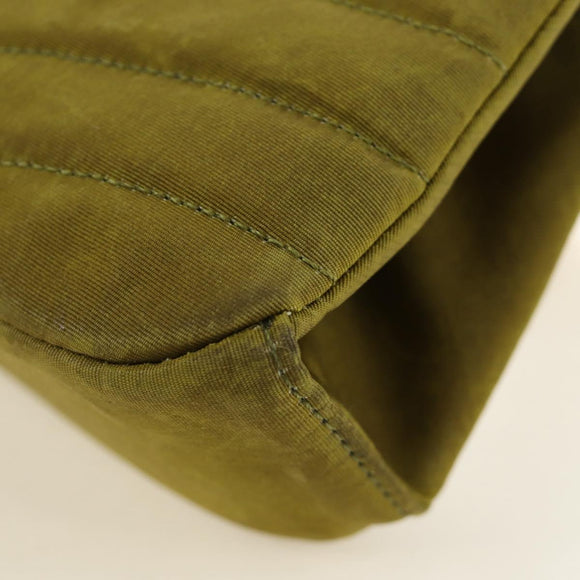 CHANEL Chain V Stitch Shoulder Bag Canvas Green Gold CC Auth 184285SM