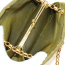 CHANEL Chain V Stitch Shoulder Bag Canvas Green Gold CC Auth 184285SM-17