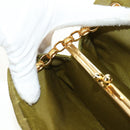 CHANEL Chain V Stitch Shoulder Bag Canvas Green Gold CC Auth 184285SM-19
