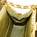 CHANEL Chain V Stitch Shoulder Bag Canvas Green Gold CC Auth 184285SM-21