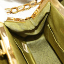 CHANEL Chain V Stitch Shoulder Bag Canvas Green Gold CC Auth 184285SM-22
