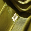 CHANEL Chain V Stitch Shoulder Bag Canvas Green Gold CC Auth 184285SM-26