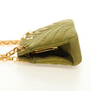 CHANEL Chain V Stitch Shoulder Bag Canvas Green Gold CC Auth 184285SM-4
