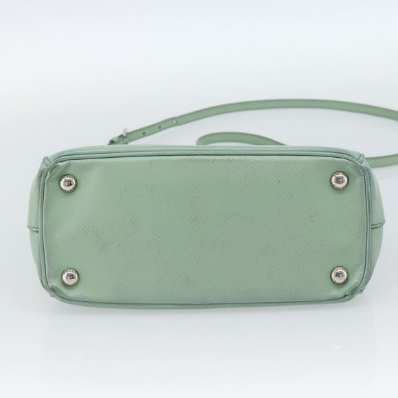PRADA Galleria Handtasche Saffiano-Leder 2-Wege Limettengrün Silber Auth 184301A