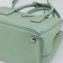 PRADA Galleria Handtasche Saffiano-Leder 2-Wege Limettengrün Silber Auth 184301A-12