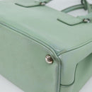 PRADA Galleria Handtasche Saffiano-Leder 2-Wege Limettengrün Silber Auth 184301A-14