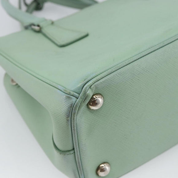 PRADA Galleria Handtasche Saffiano-Leder 2-Wege Limettengrün Silber Auth 184301A