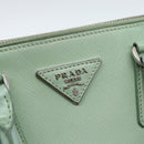 PRADA Galleria Handtasche Saffiano-Leder 2-Wege Limettengrün Silber Auth 184301A-16