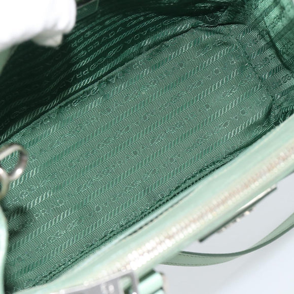 PRADA Galleria Handtasche Saffiano-Leder 2-Wege Limettengrün Silber Auth 184301A