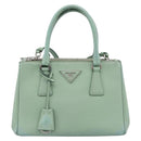 PRADA Galleria Handtasche Saffiano-Leder 2-Wege Limettengrün Silber Auth 184301A-2