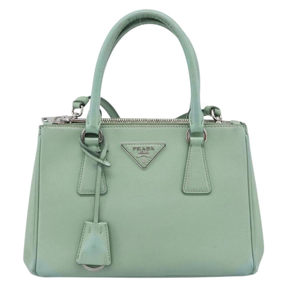 PRADA Galleria Handtasche Saffiano-Leder 2-Wege Limettengrün Silber Auth 184301A