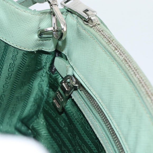 PRADA Galleria Handtasche Saffiano-Leder 2-Wege Limettengrün Silber Auth 184301A