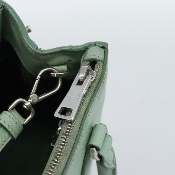 PRADA Galleria Handtasche Saffiano-Leder 2-Wege Limettengrün Silber Auth 184301A