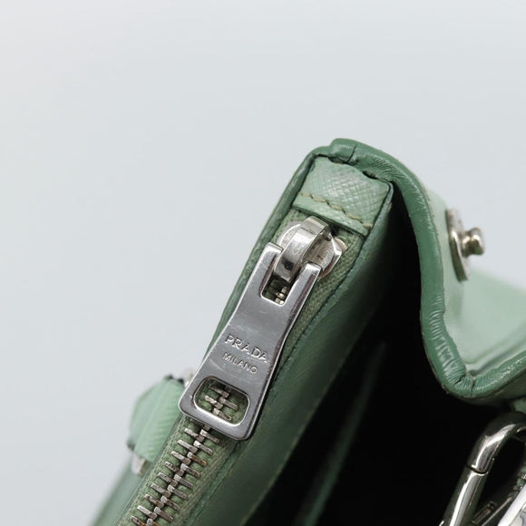 PRADA Galleria Handtasche Saffiano-Leder 2-Wege Limettengrün Silber Auth 184301A