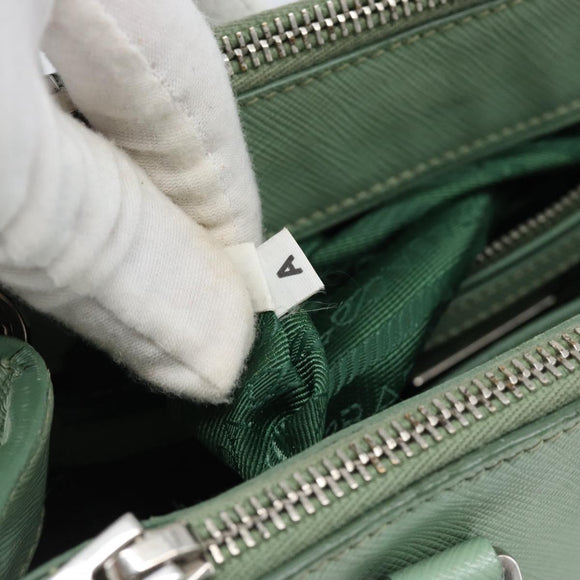 PRADA Galleria Handtasche Saffiano-Leder 2-Wege Limettengrün Silber Auth 184301A