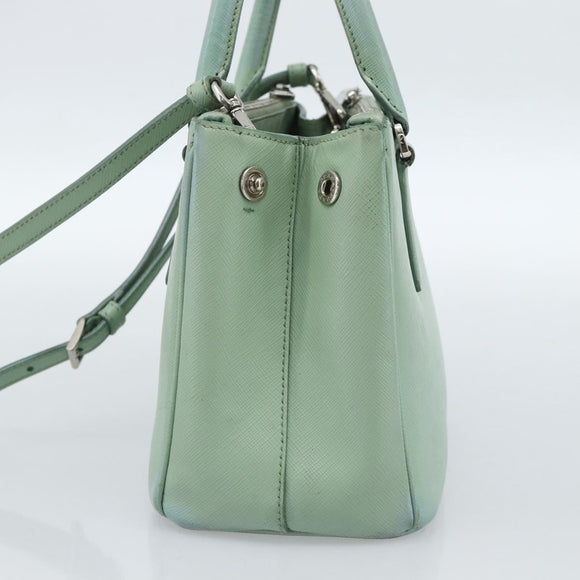 PRADA Galleria Handtasche Saffiano-Leder 2-Wege Limettengrün Silber Auth 184301A