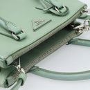 PRADA Galleria Handtasche Saffiano-Leder 2-Wege Limettengrün Silber Auth 184301A-6