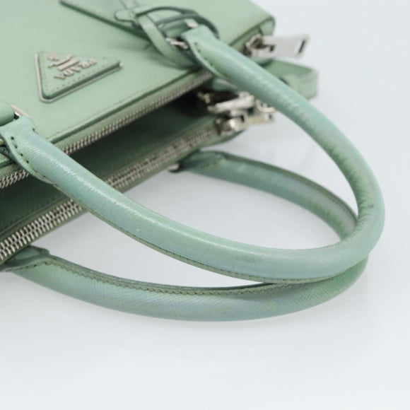 PRADA Galleria Handtasche Saffiano-Leder 2-Wege Limettengrün Silber Auth 184301A
