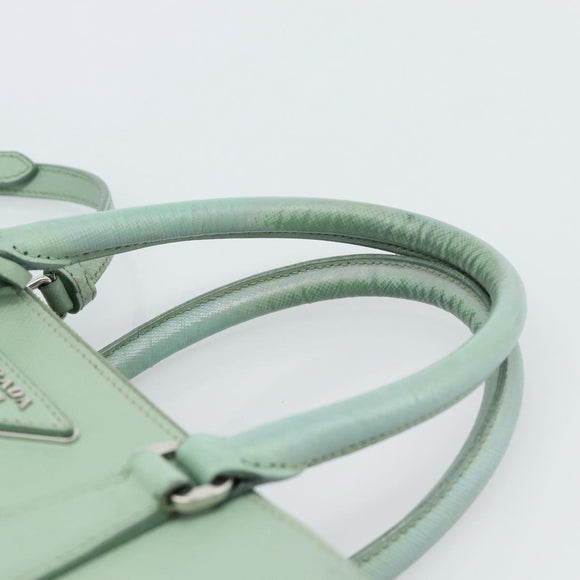 PRADA Galleria Handtasche Saffiano-Leder 2-Wege Limettengrün Silber Auth 184301A