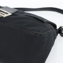 FENDI Mamma Baguette Shoulder Bag Cotton Jersey Black Silver Auth 184302-9