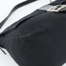 FENDI Mamma Baguette Shoulder Bag Cotton Jersey Black Silver Auth 184302-14