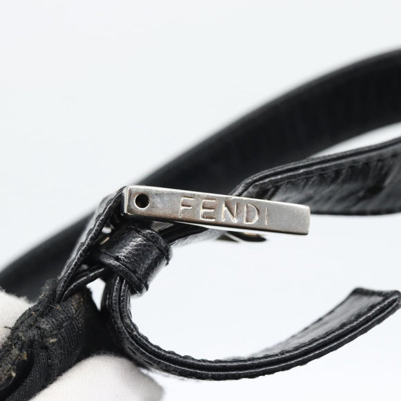 FENDI Mamma Baguette Shoulder Bag Cotton Jersey Black Silver Auth 184302