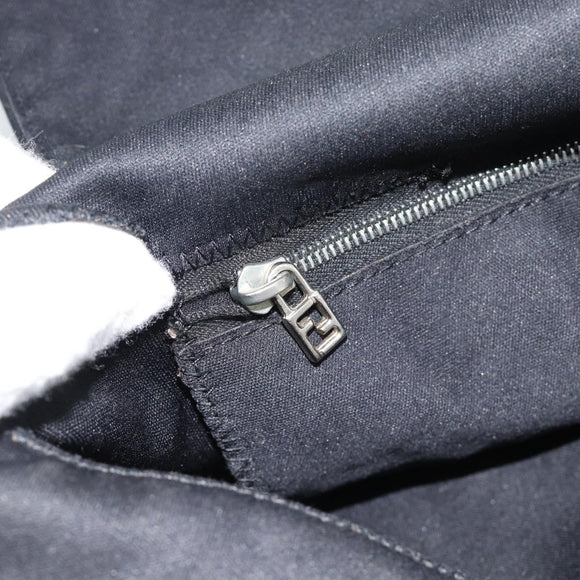 FENDI Mamma Baguette Shoulder Bag Cotton Jersey Black Silver Auth 184302