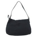 FENDI Mamma Baguette Shoulder Bag Cotton Jersey Black Silver Auth 184302-2