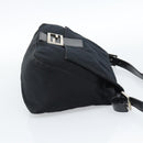 FENDI Mamma Baguette Shoulder Bag Cotton Jersey Black Silver Auth 184302-4