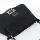 FENDI Mamma Baguette Shoulder Bag Cotton Jersey Black Silver Auth 184302-6