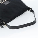 FENDI Mamma Baguette Shoulder Bag Cotton Jersey Black Silver Auth 184302-7