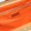 PRADA Schultertasche Kette Canvas Braun Gold Auth 184304A-15