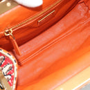PRADA Schultertasche Kette Canvas Braun Gold Auth 184304A-16