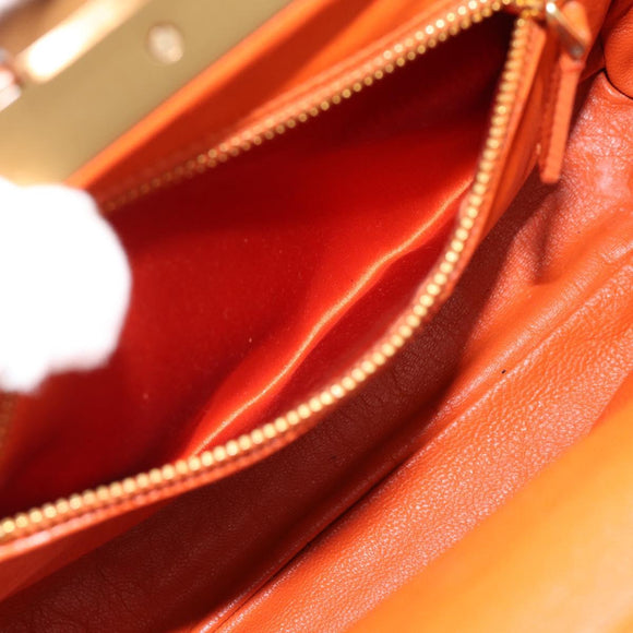 PRADA Schultertasche Kette Canvas Braun Gold Auth 184304A