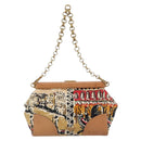 PRADA Schultertasche Kette Canvas Braun Gold Auth 184304A-3